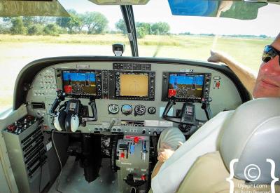 Central Kalahari vast open plains aerial view light aircraft Botswana photography