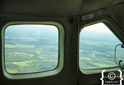 Central Kalahari vast open plains aerial view light aircraft Botswana photography