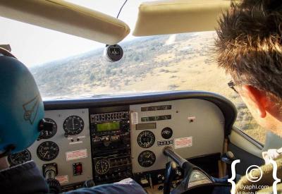 Okavango Delta aerial view waterways channels islands light aircraft Botswana photography