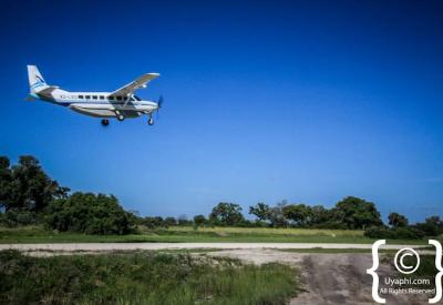 Savuti Marsh aerial view light aircraft Chobe National Park Botswana photography