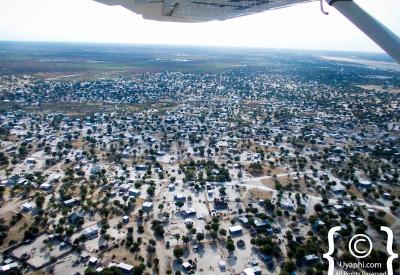 Okavango Delta aerial view waterways channels islands light aircraft Botswana photography