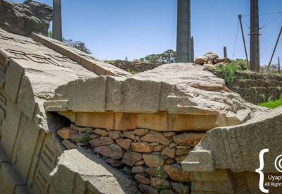Axum Stelae Field Ethiopia St Mary of Zion opposite road Aksumite UNESCO photography
