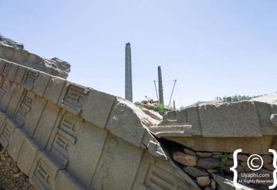 Axum Stelae Field Ethiopia St Mary of Zion opposite road Aksumite UNESCO photography
