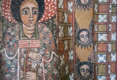 Debre Birhan Selassie Church Gondar Ethiopia exterior stone tower gate compound wall photography
