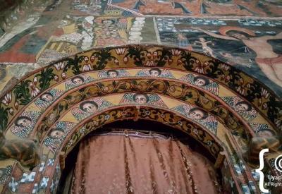 Debre Birhan Selassie Church Gondar Ethiopia Ethiopian Orthodox priest sacred interior photography