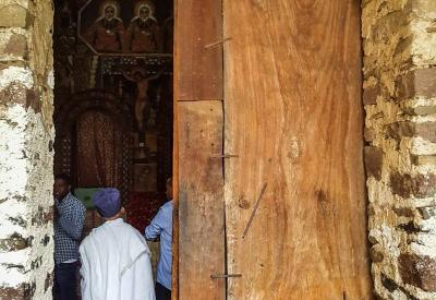 Debre Birhan Selassie Church Gondar Ethiopia exterior unassuming modest stone building photography