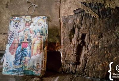 Debre Birhan Selassie Church Gondar Ethiopia winged cherubs ceiling rows faces extraordinary art