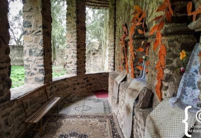 Debre Birhan Selassie Church Gondar Ethiopia men women separate entrance shoes off tradition
