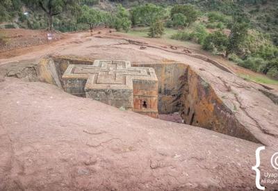 Bet Giyorgis Church Lalibela Ethiopia cross carved top three Greek crosses UNESCO photography