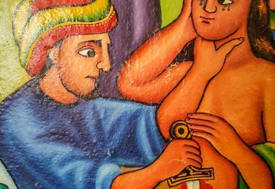 Entos Eyesu Monastery Ethiopian Orthodox wall painting vivid colours icon art photography