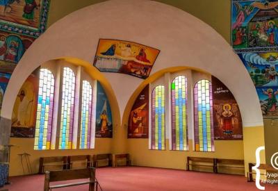 Gondar Ethiopia Debre Berhan Selassie painted ceiling 135 faces angels Ethiopian art