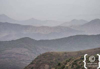 Ethiopian landscape terraced farmland highland plateau Northern Historical Route scenery