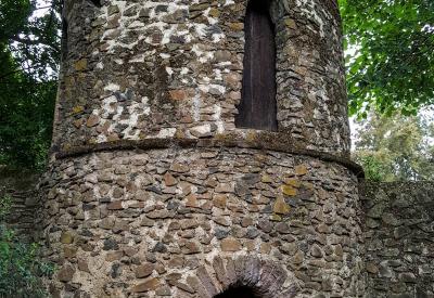 Fasilides Bath Gondar Ethiopia exterior tower gate ancient stone wall photography