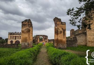Fasil Ghebbi Gondar Ethiopia exterior castle tower fortress walls UNESCO 1600 AD photography