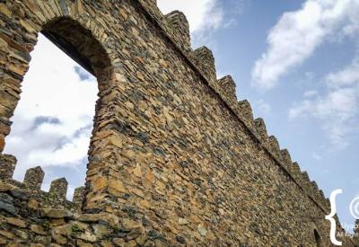 Fasil Ghebbi Gondar Ethiopia exterior castle tower fortress walls UNESCO 1600 AD photography