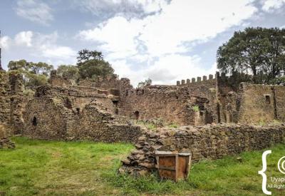 Fasil Ghebbi Gondar Ethiopia stone staircase castle interior exploration photography Uyaphi