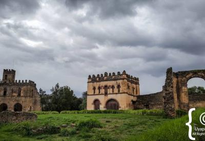 Fasil Ghebbi Gondar Castles Ethiopia Royal Enclosure interior courtyard stone walls photography