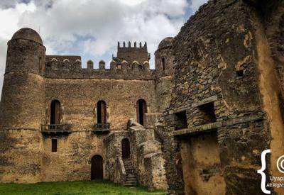 Fasil Ghebbi Gondar Ethiopia stone staircase castle interior exploration photography Uyaphi