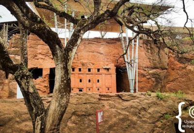 Lalibela Northern Cluster protective tarpaulin UNESCO World Heritage preservation photography