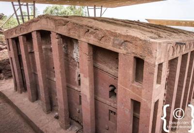 Lalibela Southern Cluster rock-hewn church tunnel underground pathway carved granite Ethiopia