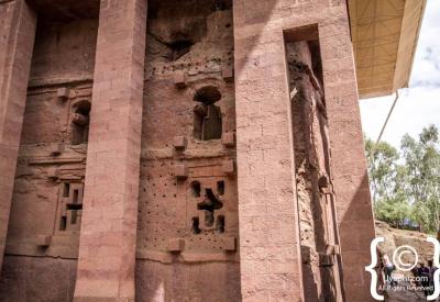 Lalibela Southern Cluster Biete Abba Libanos House Abbot Libanos rock face Ethiopia
