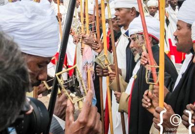 Lalibela Ethiopia pilgrims congregation ceremonial robes people photography