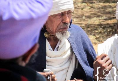 Lalibela Ethiopia pilgrim white shawl shema devout Orthodox Christian people photography