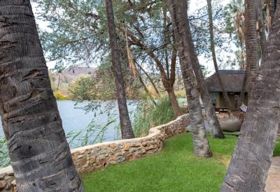 Omarunga Lodge exterior Kunene River bank Epupa Falls Kaokoland Damaraland Namibia