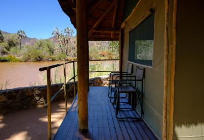 Omarunga Lodge swimming pool Kunene River views Epupa Falls Kaokoland Namibia