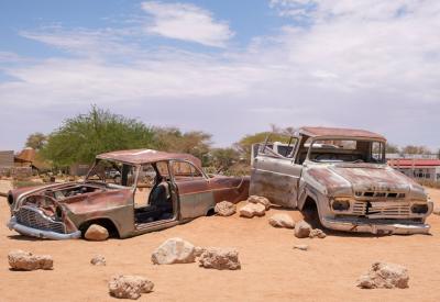 Solitaire Namibia rusting car wrecks desert iconic photography Namib Desert