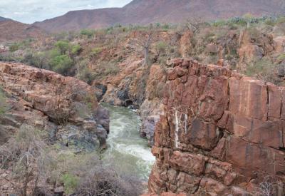 Epupa Falls Kunene River full cascade view Kaokoveld Namibia Angola border