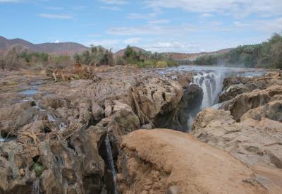 Rainbow in Epupa Falls mist Kunene River Kaokoveld Namibia photography