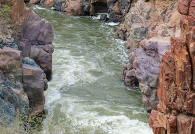 Epupa Falls Kunene River full cascade view Kaokoveld Namibia Angola border