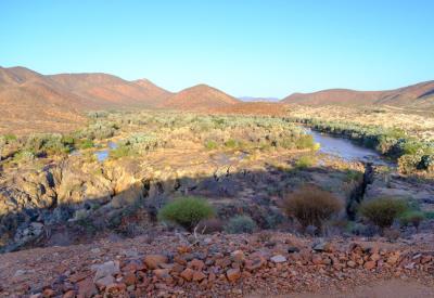Epupa Falls white water rocks Kunene River Kaokoveld northern Namibia photography