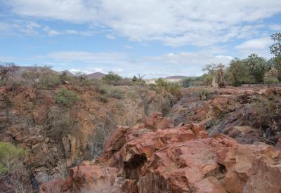 Epupa Falls unfenced rocky edge Kunene River Kaokoveld northern Namibia photography