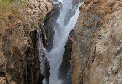 Kunene River rushing gorge Epupa Falls Kaokoveld Namibia Angola border photography