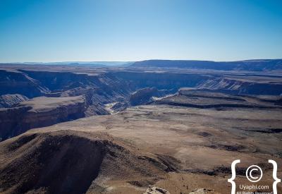 Fish River Canyon rim looking down to river floor 550m depth Namibia photography