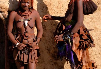 Ovahimba Himba mud hut construction Kunene River Kaokoland Namibia nomadic tribe