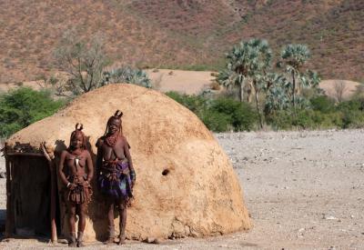 Ovahimba Himba mud hut construction Kunene River Kaokoland Namibia nomadic tribe