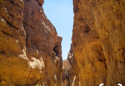 Sesriem Canyon floor looking up sky Namib Desert one million years old Namibia