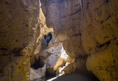 Sesriem Canyon pool water reflection Namib Desert permanent water source Namibia