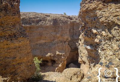 Sesriem Canyon exposed sedimentary rock layers one million years old Namibia photography