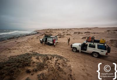 Skeleton Coast Atlantic Ocean meets Namib Desert dunes Namibia remote photography