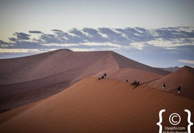 Sossusvlei dune crest dawn orange light Namib Desert Namibia photography