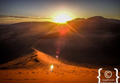 Dune climb silhouette ridge Sossusvlei Namib Desert Namibia photography