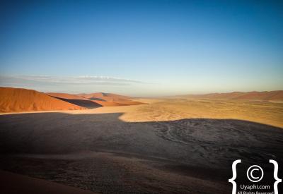 Deadvlei white clay pan dead camel thorn trees Sossusvlei Namib Desert Namibia