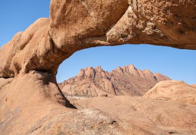 Spitzkoppe rock arch walking trail Namibia granite boulders photography