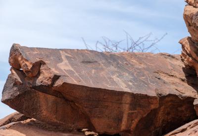 Twyfelfontein sandstone boulders rock carvings Damaraland Namibia UNESCO World Heritage Site