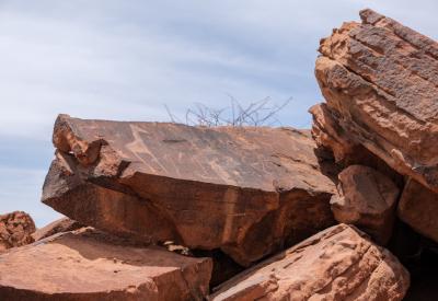 Twyfelfontein sandstone boulders rock carvings Damaraland Namibia UNESCO World Heritage Site