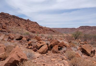 Twyfelfontein guided tour path rock petroglyphs Damaraland Namibia UNESCO photography